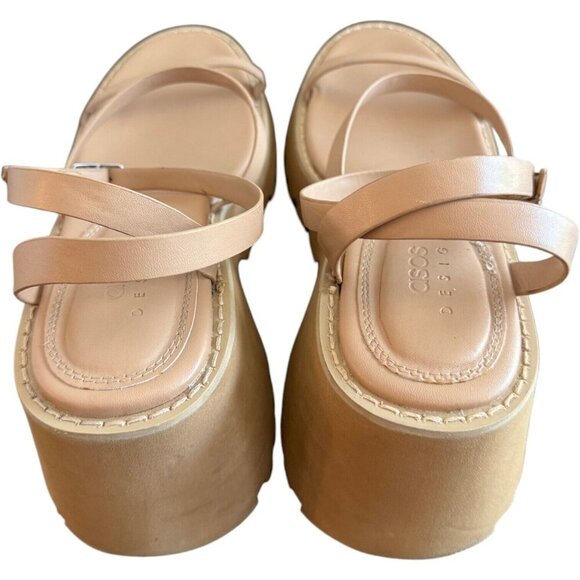 🪻BOGO🪻 ASOS DESIGN Trip Triple Strap Chunky Platform Sandals Beige Size‎ 8.5 - Picture 8 of 16